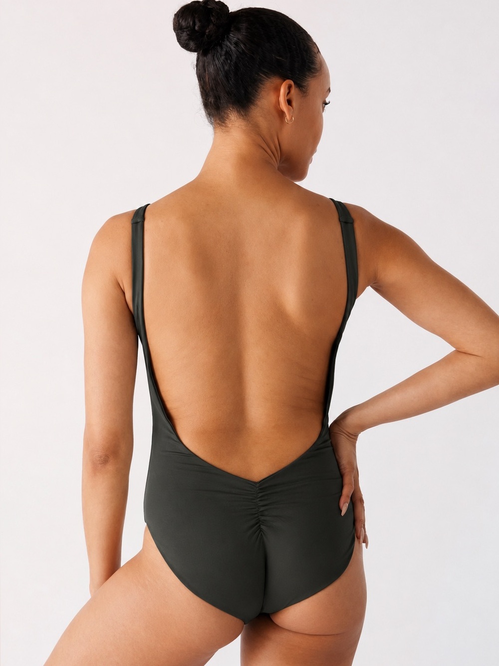 Classic Scoop Back One-Piece Swimsuit - Olive